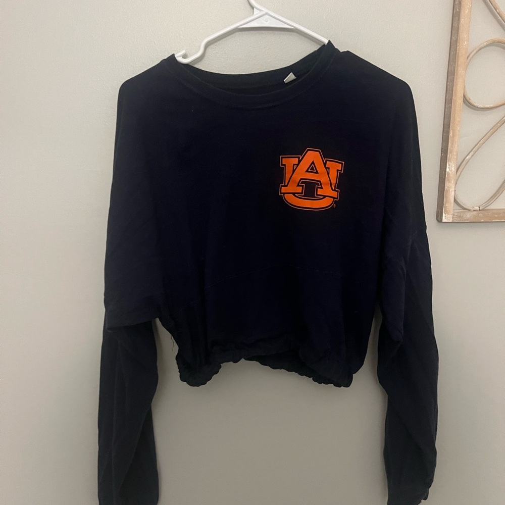 Auburn University Navy Long Sleeve Crop Top